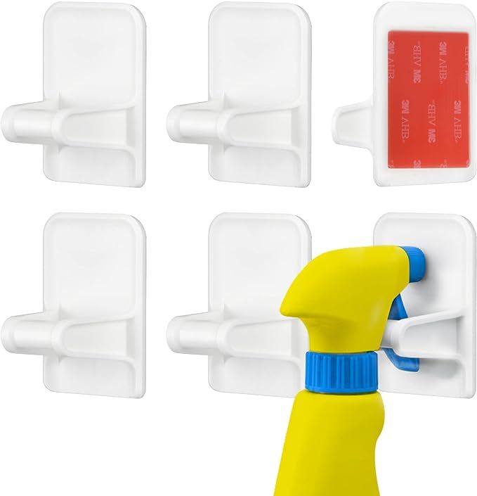 [6 Pack] Wall Mount Spray Bottle Holder to Create Storage Space - Easy to Install Spray Bottle Ha... | Amazon (US)