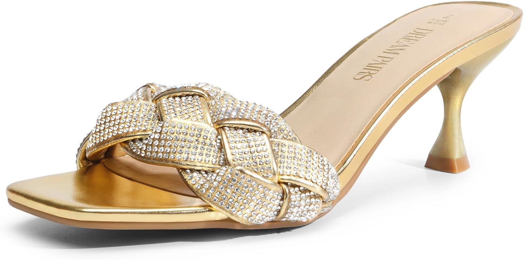 DREAM PAIRS Heels for Women Rhinestone Open Toe Low Kitten Heels Sexy Stilettos Heels Pump Sandal... | Amazon (US)