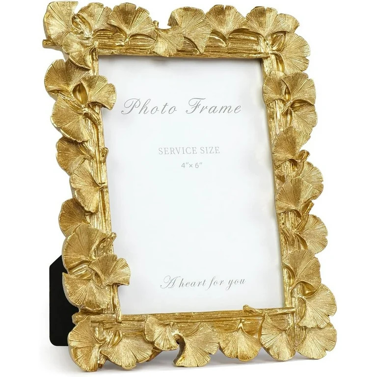 Vintage Gold Picture Frame 6 x 4 inch, Gold Ornate Leaf Textured Hand-Crafted Resin with Glass Fr... | Walmart (US)