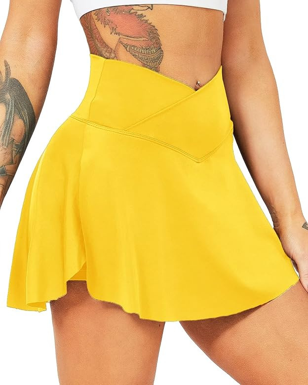 TZLDN Women's Tennis Skirt with Shorts Pockets High Waisted Crossover Pleated Workout Athletic Go... | Amazon (US)