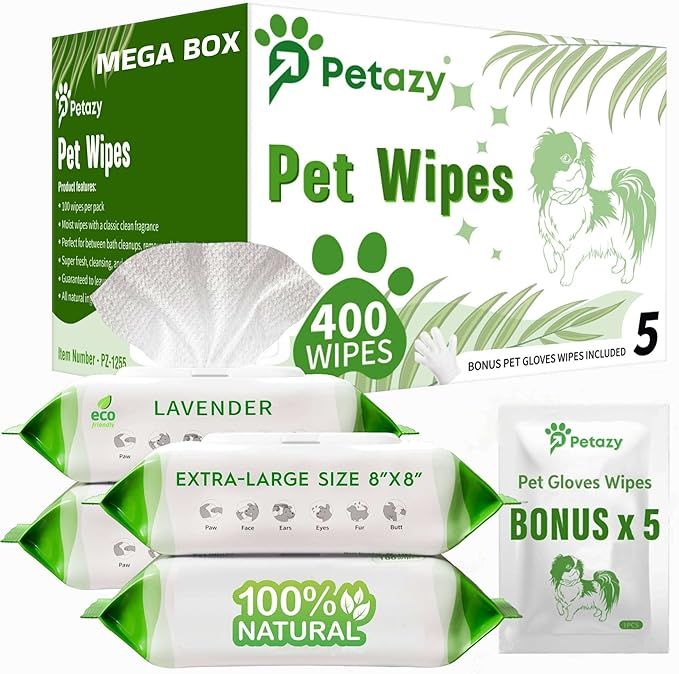Petazy 400 Dog Wipes for Paws and Butt Ears Eyes | Organic Pet Wipes for Dogs | Lavender Scented ... | Amazon (US)
