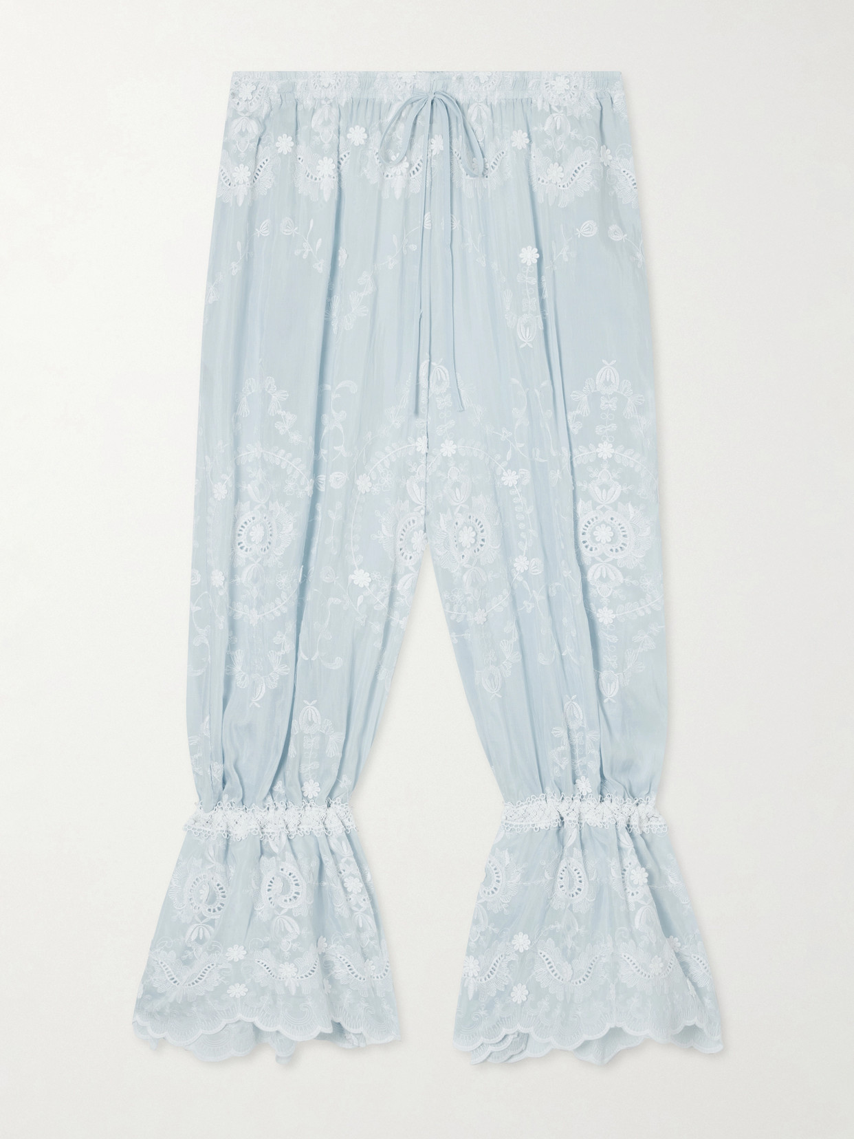 Miguelina - Nell Embroidered Silk-blend Balloon Pants - Blue | NET-A-PORTER (US)