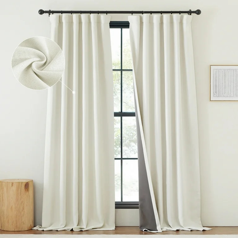 NICETOWN Faux Linen 100% Blackout Curtains, Room Darkening Soundproof Drapes Thermal Insulated Ro... | Walmart (US)