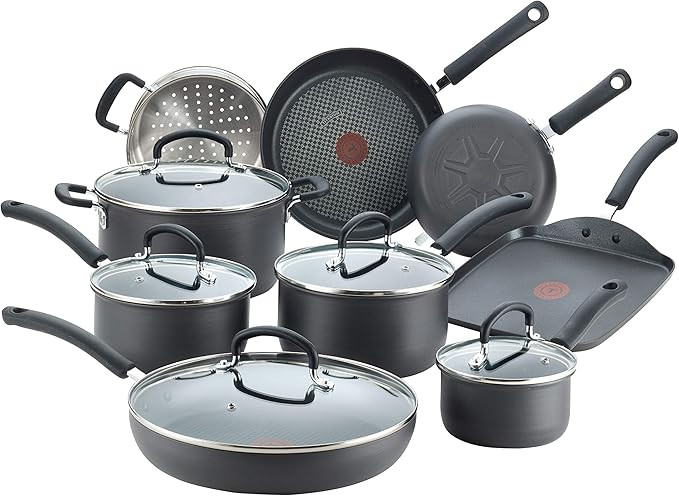T-fal E765SEFA Ultimate Hard Anodized Nonstick 14 Piece Cookware Set, Dishwasher Safe Pots and Pa... | Amazon (US)