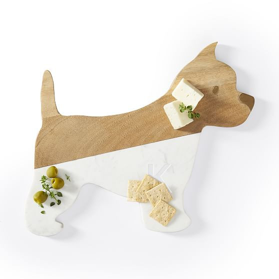 Wood & Marble Dog Silhouette Cheese Board | Mark and Graham