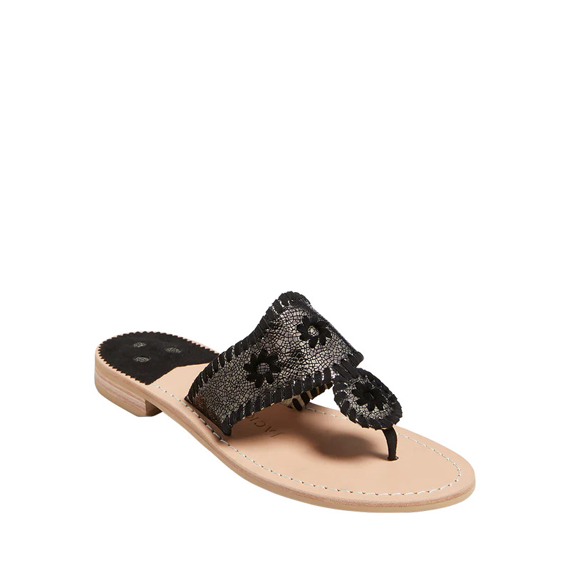 Crackled Metallic Jacks Flat Sandal | Jack Rogers