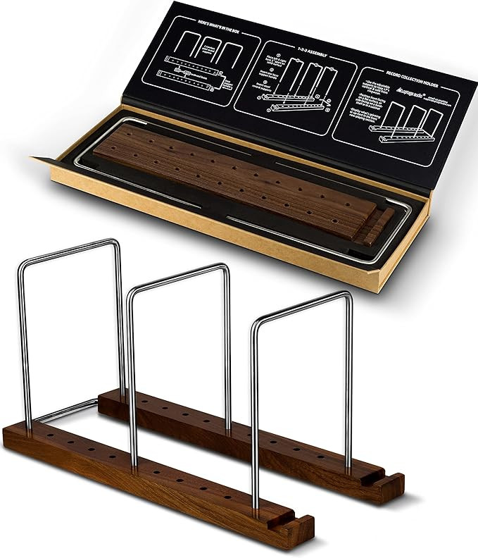 Optage Audio Record Collection Holder | 75 LP Solid Walnut Vinyl Record Storage | Vinyl Storage O... | Amazon (US)