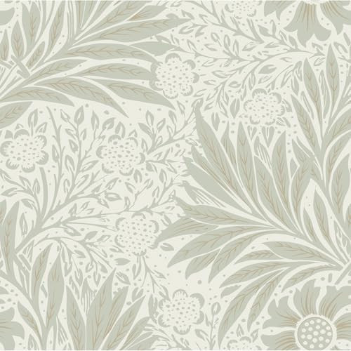 VEELIKE Cream Beige Marigold Floral Wallpaper Peel and Stick Vintage William Morris Wallpaper for Bedroom Bathroom 17.7''x118'' Removable Botanical Wall Paper Self Adhesive Contact Paper for Cabinets | Amazon (US)