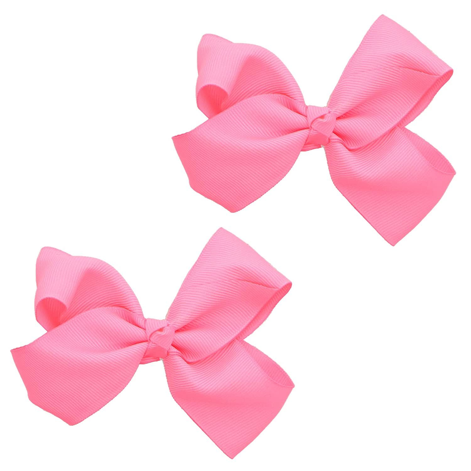 3 Inch Grosgrain Bow for Little Girls- Set of 2 (Neon Pink) | Walmart (US)