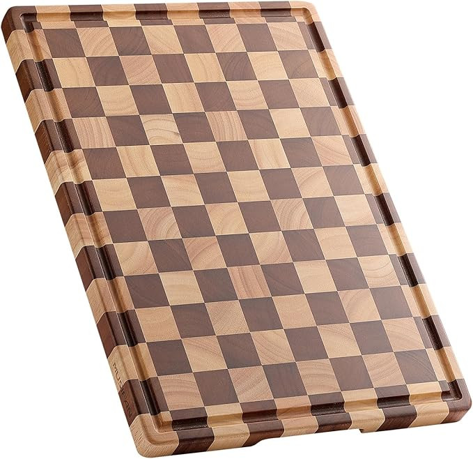 Acacia Wood Cutting Board for Kitchen – Chopping Board with Grooves & Handles, Large Wooden Cut... | Amazon (US)