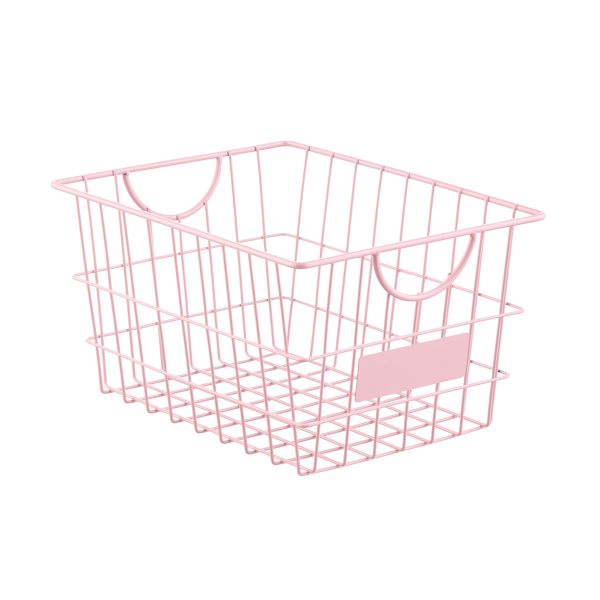 Medium Wire Storage Basket w/ Label Blush | The Container Store
