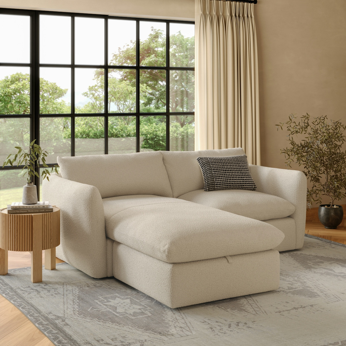 Leigh 83" Reversible Storage Sectional - Ivory Wool Bouclé | Article