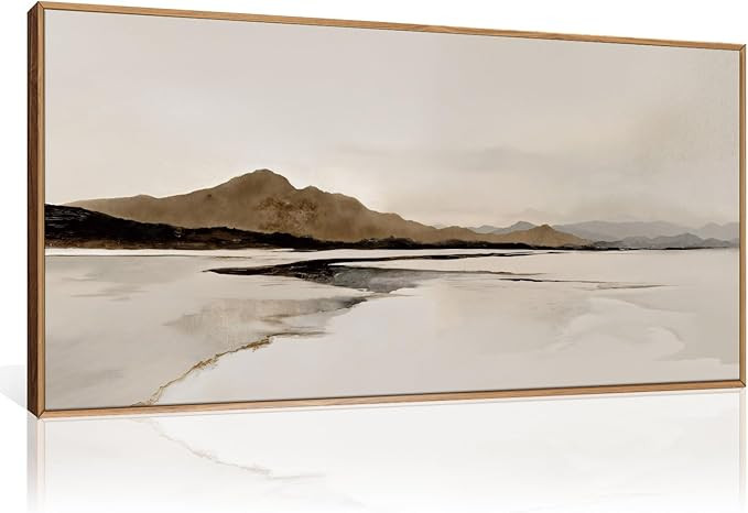 Ausril Beige and Brown Foggy Framed Canvas Wall Art Set, Modern Misty Landscape Wall Decor, Abstr... | Amazon (US)