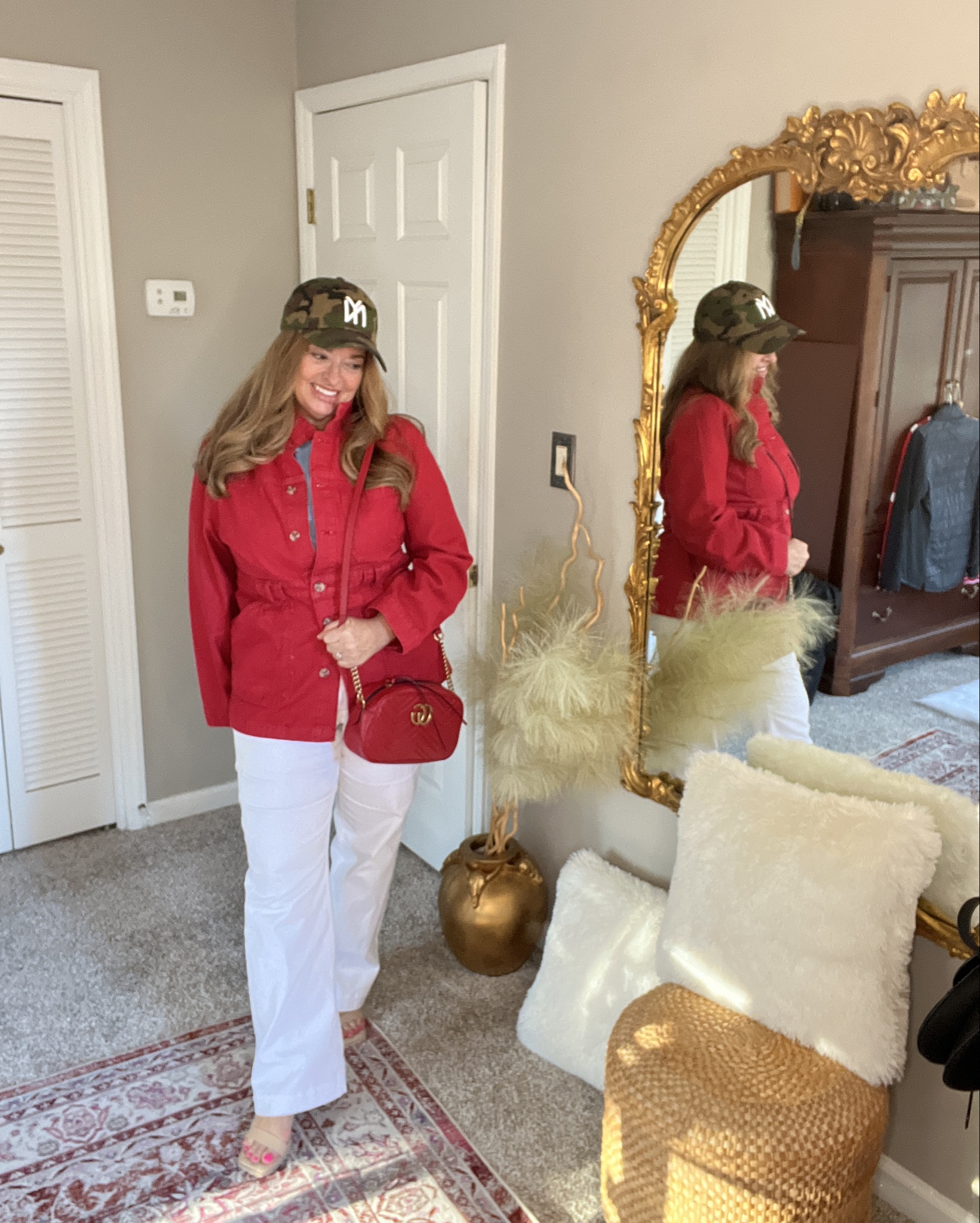 Red denim jacket with cinched waist!

#LTKTravel #LTKHome #LTKOver40