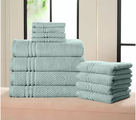 Make Your Selection: Home Reflections 100% Cotton Solid & Texture 12-pc Towel Set | QVC