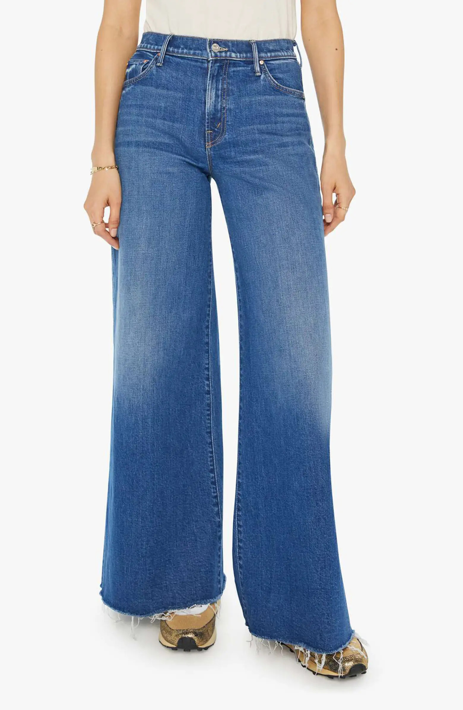 The Swisher Sneak Fray Hem Wide Leg Jeans | Nordstrom