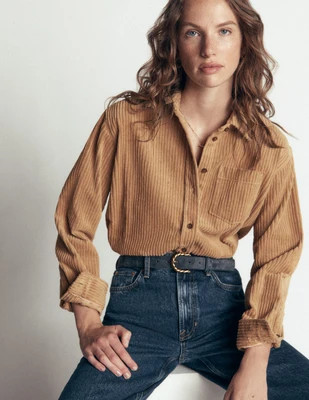 Boden Women's Sienna Relaxed Cord Shirt in Natural | Size 10 | Boden UK