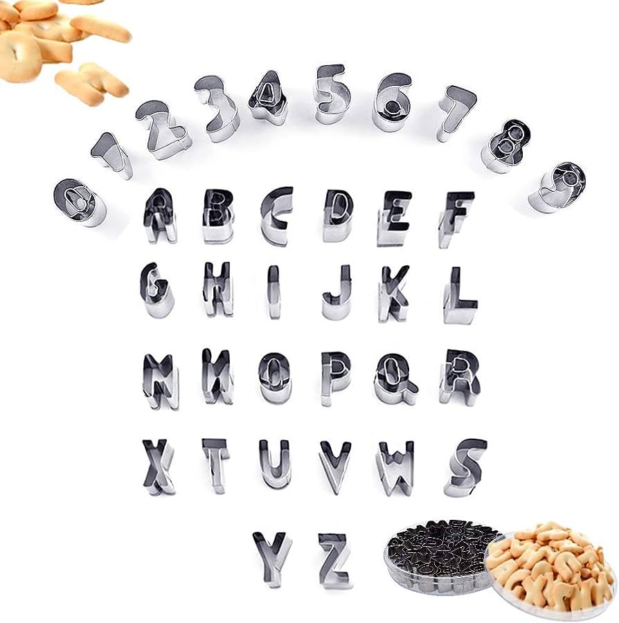SITAKE 37 Pcs Mini Alphabet and Number Cookie Cutters Set With Storage Case, Stainless Steel Smal... | Amazon (US)