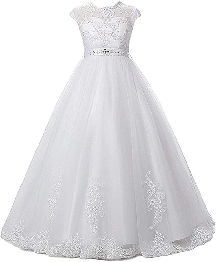 Magicdress White First Communion Baptism Dresses for Girls 7-16 Lace Princess Flower Girls Gown 1... | Amazon (US)