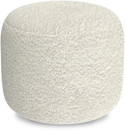 SIMPLIHOME Chantal Round Pouf - 18 inch Wide Upholstered Boucle Fabric Ottoman in White, Contempo... | Amazon (US)