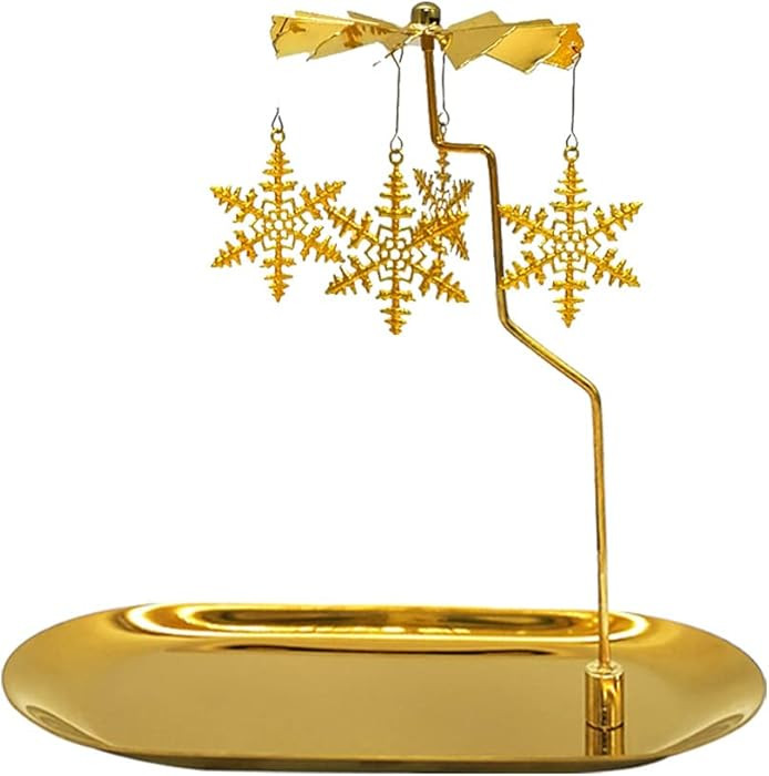Spinning Candle Holder with Tray, Golden Candle Spinner,Rotating Metal Tea Light Candle Holder fo... | Amazon (US)