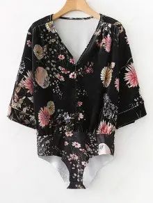 Half Buttoned Velvet Floral Bodysuit | ZAFUL (Global)