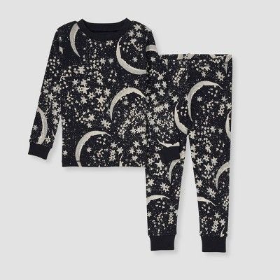 Burt's Bees Baby® Toddler Boys' 2pc Snug Fit Celestial Moon Pajama Set - Black | Target