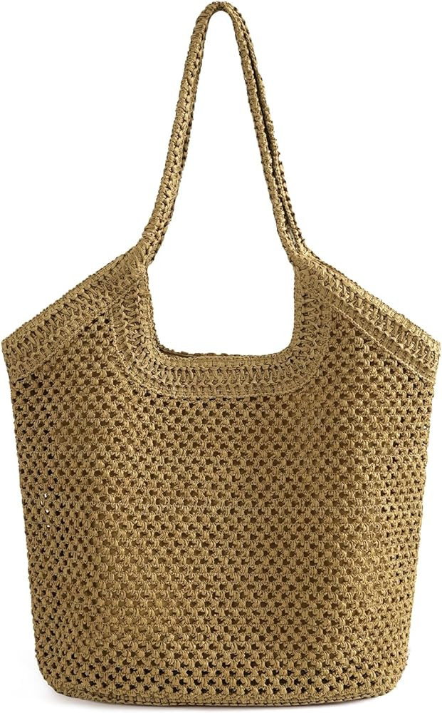 Large Straw Mesh Beach Bag The Tote Shoulder Bag for Women Beach Vacation Essentials Clutch Purse... | Amazon (US)