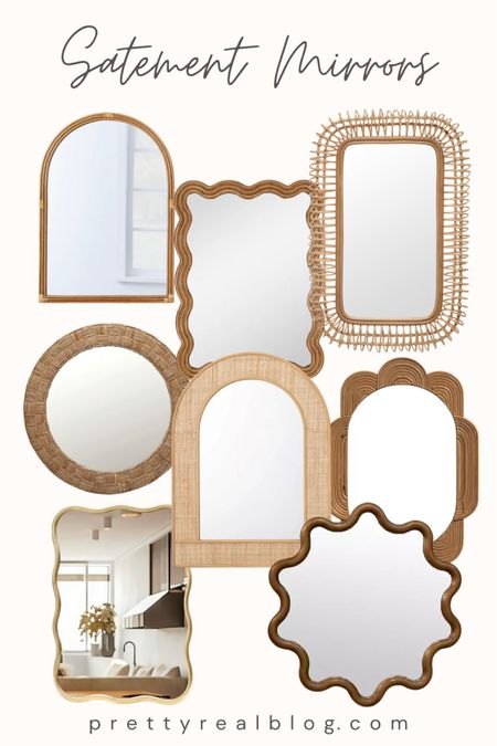 Beautiful statement mirrors, rattan mirror, walnut mirror, brass mirror, scallop mirror, cane mirror, boho mirror, vanity mirror, hall mirror 

#LTKhome