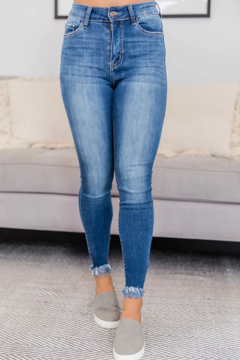 Elena High Rise Jeans Medium Wash | The Pink Lily Boutique