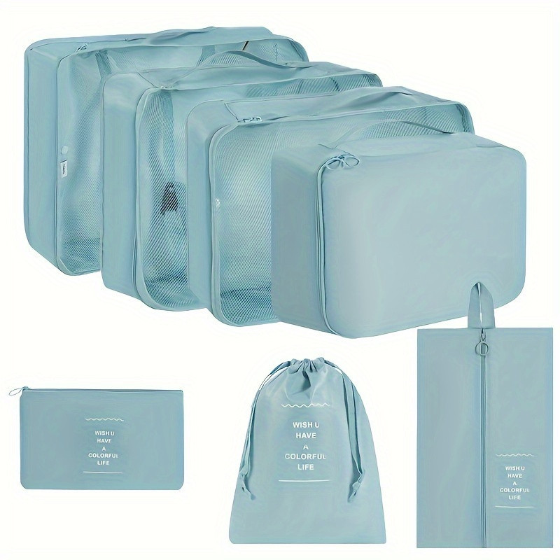 TEMU 7pcs Large Capacity Travel Organizer Set - Nylon Packing Cubes For Clothes, Pants, Shoes & Socks - Portable Luggage Bags For Vacation Organization | Temu Affiliate Program