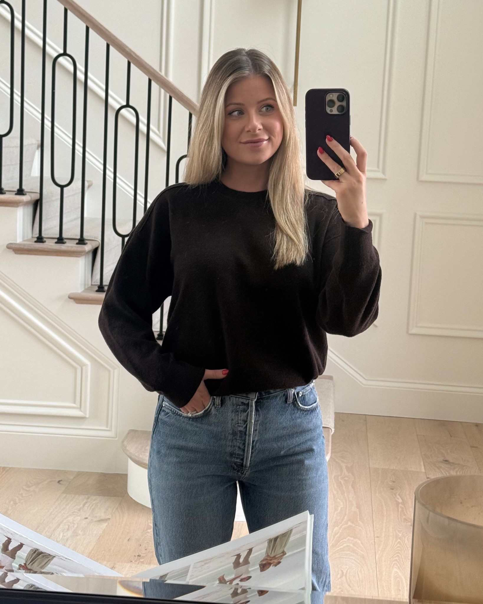 Madewell sweater: size small softest most high quality material. 
Linked a less $$ option too! 

#LTKStyleTip #LTKHoliday #LTKGiftGuide