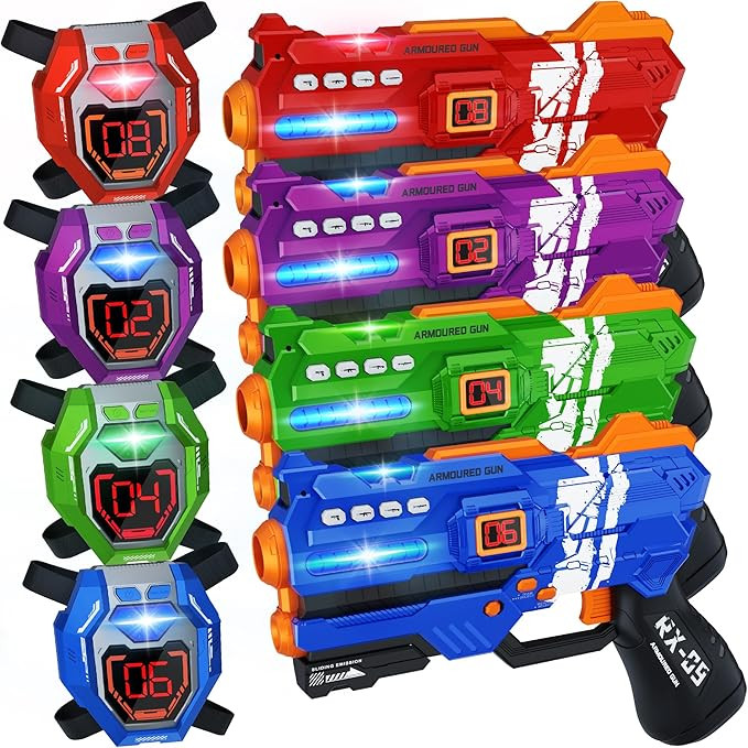 Laser Tag Guns Set of 4 Laser Tag Guns with Digital LED Score Display Vests,Gifts for Teens and A... | Amazon (US)