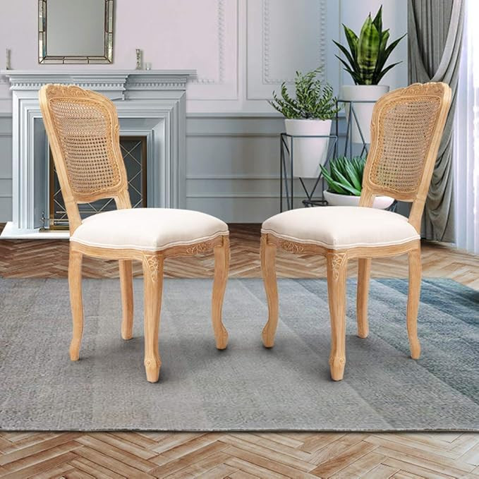 Crestlive Products French Dining Chairs, Upholstered Accent Chair Parsons Armless Urban Style Lin... | Amazon (US)