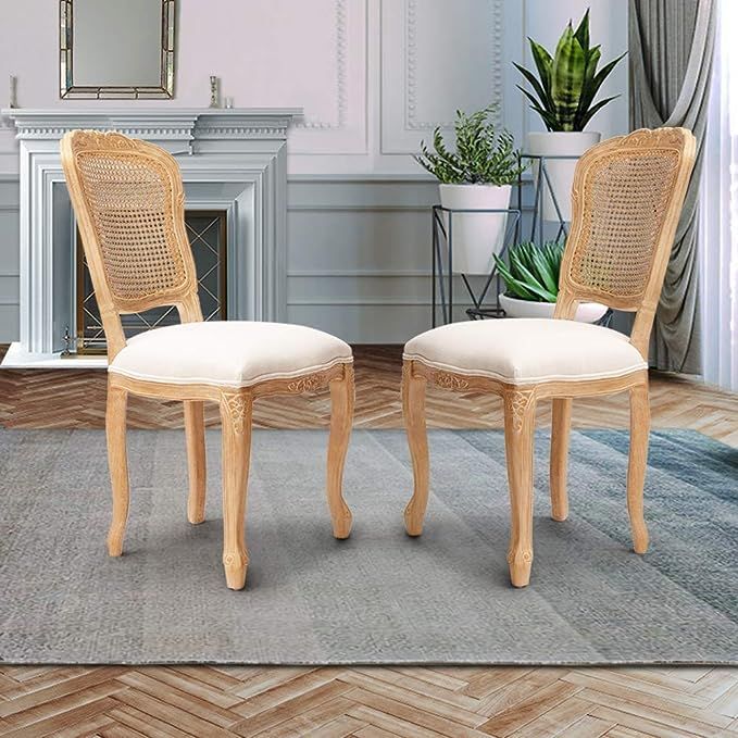 Crestlive Products French Dining Chairs, Upholstered Accent Chair Parsons Armless Urban Style Lin... | Amazon (US)