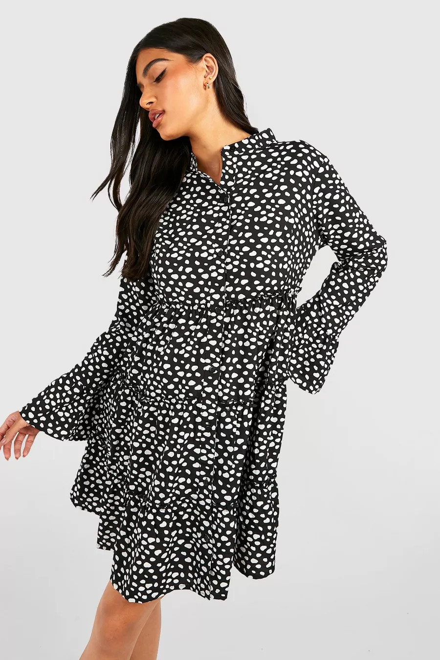 Maternity Polka Dot Smock Shirt Dress | boohoo (US & Canada)