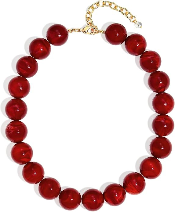 WOWORAMA Colorful Chunky Necklaces for Women 20MM Large Oversized Resin Beaded Necklace Bold Stat... | Amazon (US)