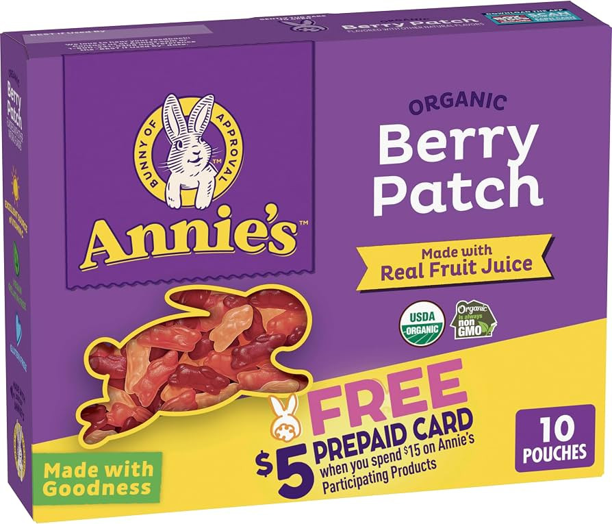 Annie's Organic Berry Patch Bunny Fruit Flavored Snacks, Gluten Free, 10 Pouches, 7 oz. | Amazon (US)