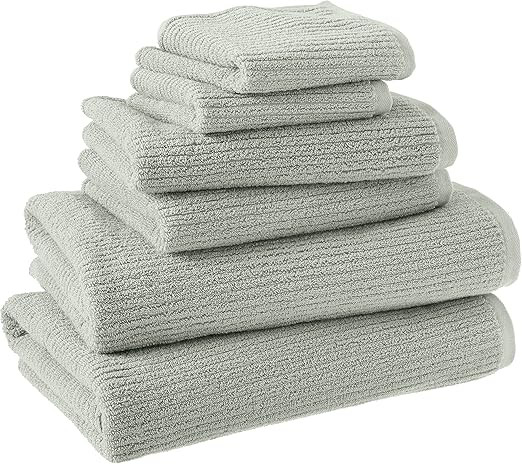 Amazon Aware 100% Organic Cotton Ribbed Bath Towels - 6-Piece Set, Sage Green | Amazon (US)