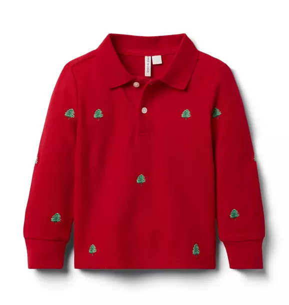 Embroidered Tree Pique Polo | Janie and Jack