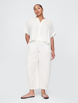 Crinkle Gauze Easy Barrel Pants | Gap (CA)