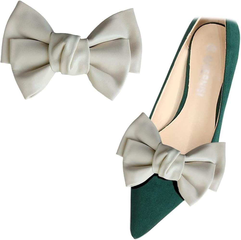 2 Pcs 3D Leather Bow Shoe Clips Wild Heels Decoration Fashion Decorative Shoe Clips for Women Par... | Amazon (US)