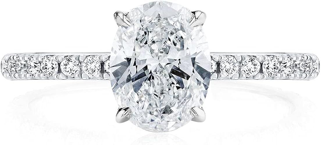 Bo.Dream 1.5ct/2ct/3ct Oval Cut Cubic Zirconia CZ Engagement Ring Rhodium Plated Sterling Silver | Amazon (US)