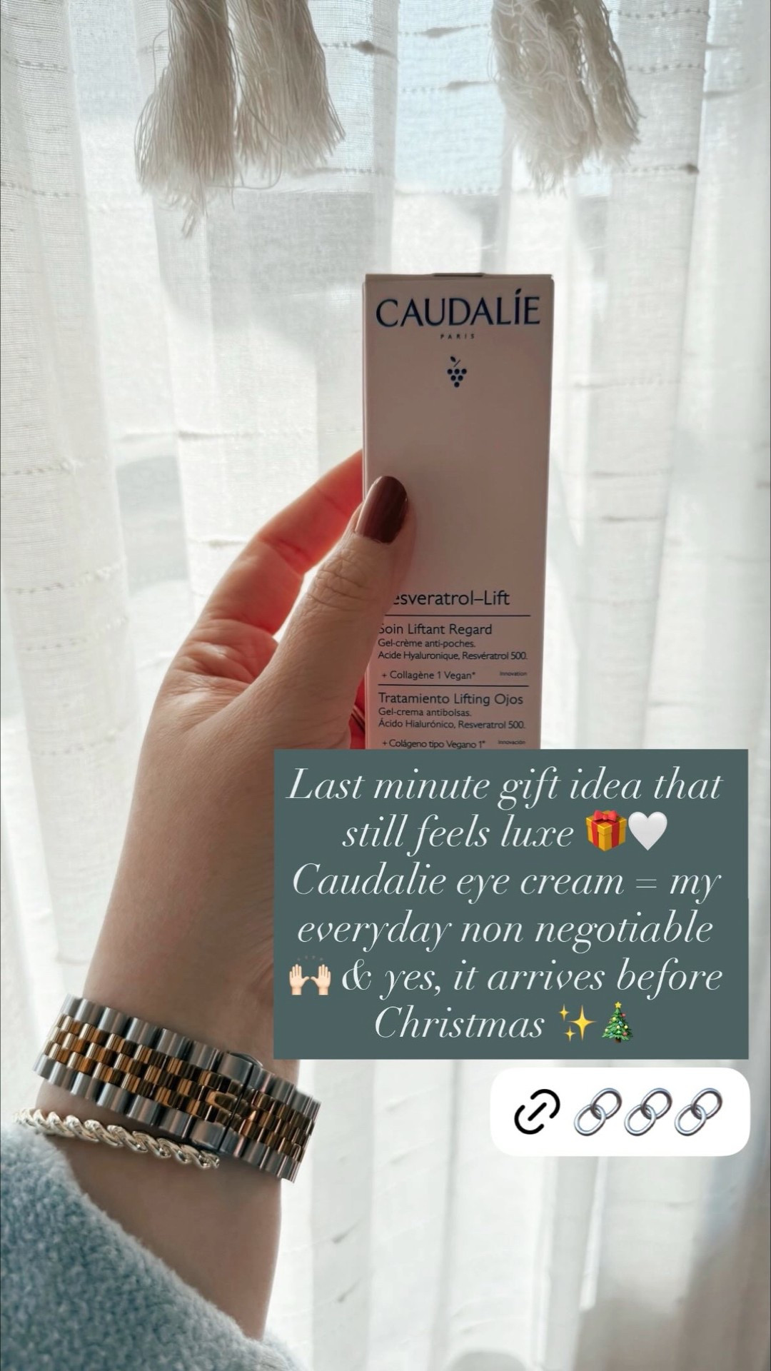 Last minute gift idea that still feels luxe 🎁🤍 Caudalie eye cream = my everyday non negotiable 🙌🏻 & yes, it arrives before Christmas ✨🎄 Caudalie eye cream | hydrating eye cream | best eye cream for dark circles | depuffing eye treatment | anti aging eye cream | luxury skincare gift | skincare stocking stuffer | last minute Christmas gift | self care essentials | everyday skincare routine

#LTKootd #LTKHoliday #LTKGiftGuide