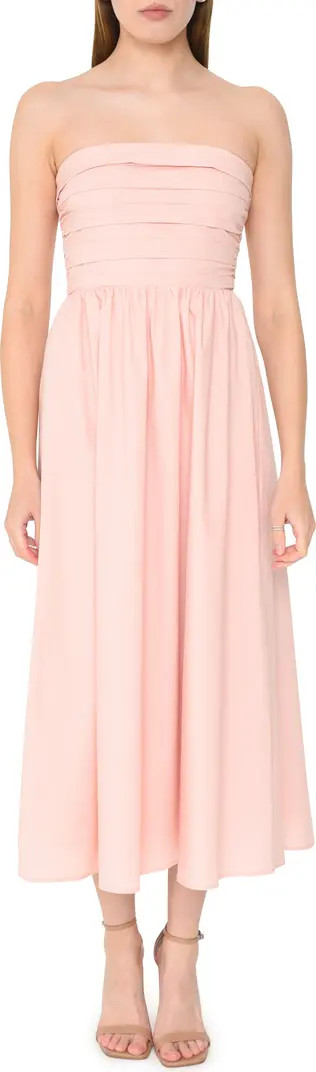 WAYF Sammie Pleat Strapless Stretch Cotton Sundress | Nordstrom | Nordstrom