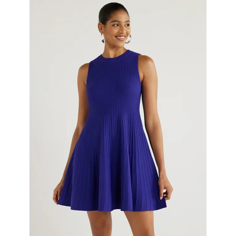 Scoop Women's Striped Mini Sweater Dress, Sizes XS-XXL | Walmart (US)