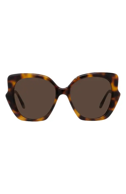 Loewe Thin 55mm Geometric Sunglasses in Dark Havana /Brown at Nordstrom | Nordstrom