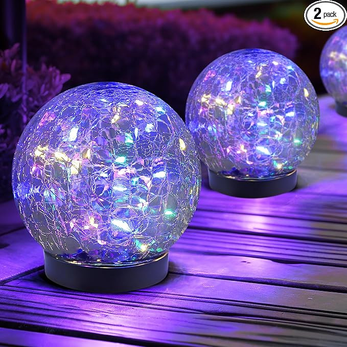 Solar Globe Lights Outdoor Waterproof-Solar Balls for Garden-Cracked Glass Ball Lights Outdoor-So... | Amazon (US)