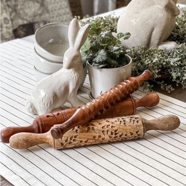 Hand Carved Rolling Pin Set of 3 | Antique Farm House