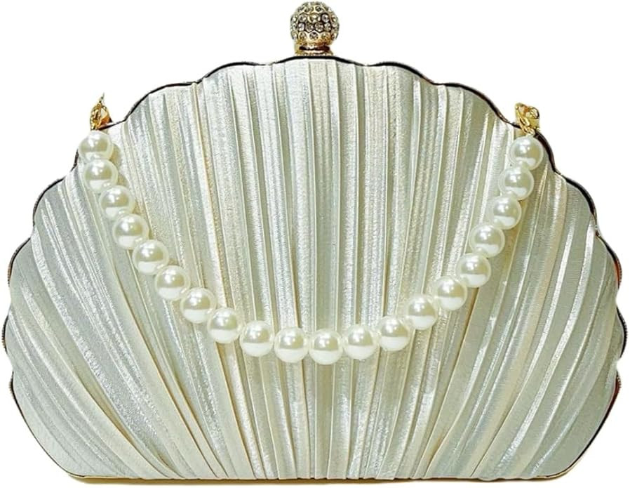 IAMUHI Lovely Shell Handbag Purse Beaded Evening Bag Chain Cross-body Clutch Purse | Amazon (US)